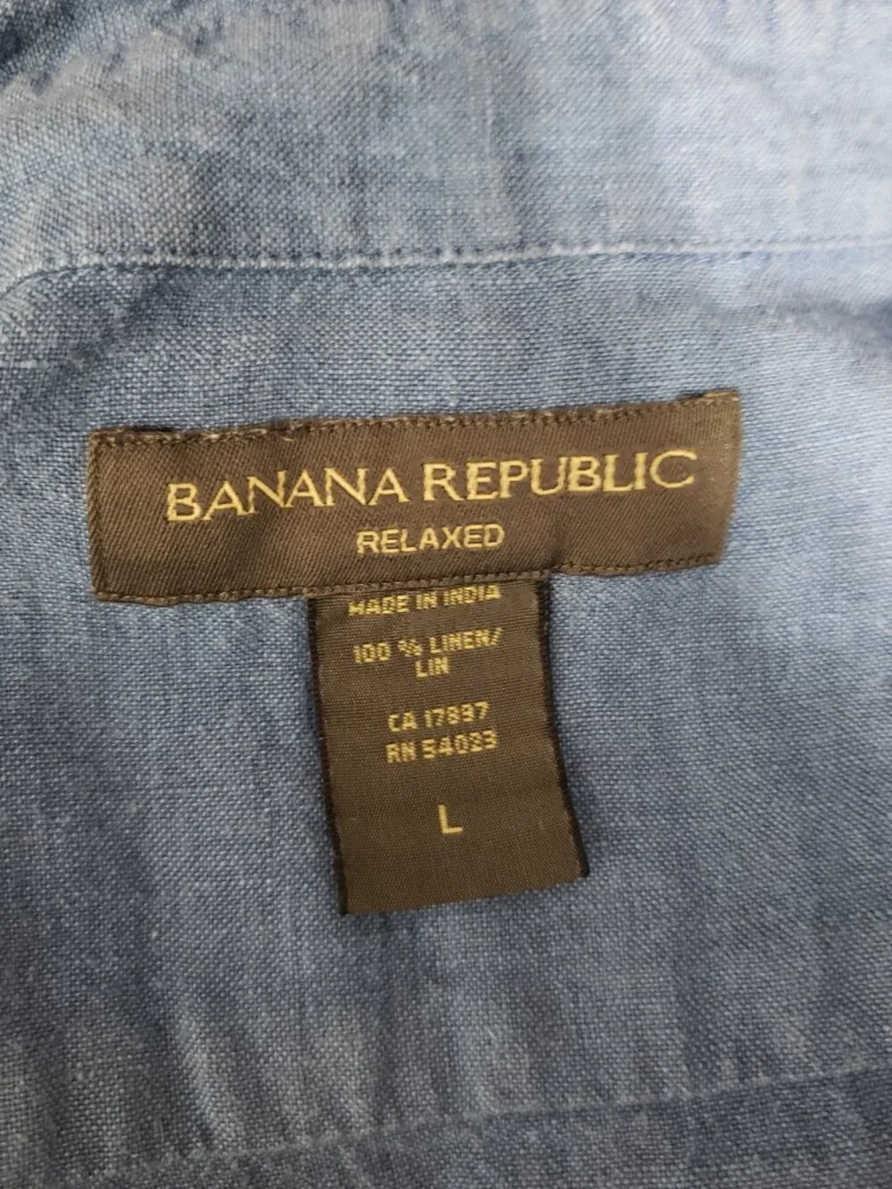 Banana Republic  Relaxed  Blue Linen Button Down Shirt  Men's Large